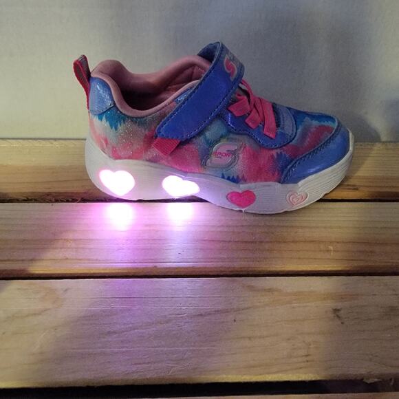 Skechers Sport Lights Toddler Purple & Pink Light-Up Sneakers - Size 8 - Picture 5 of 7